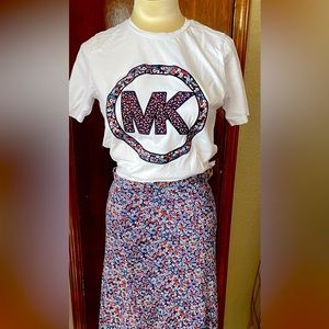 MK spring floral midi skirt